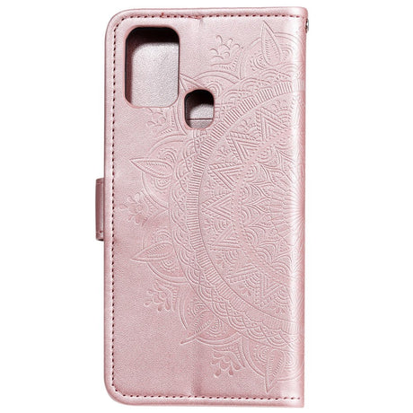 Huawei Honor 9x Lite Leather Wallet Case Mandala Mönster Rose Gold