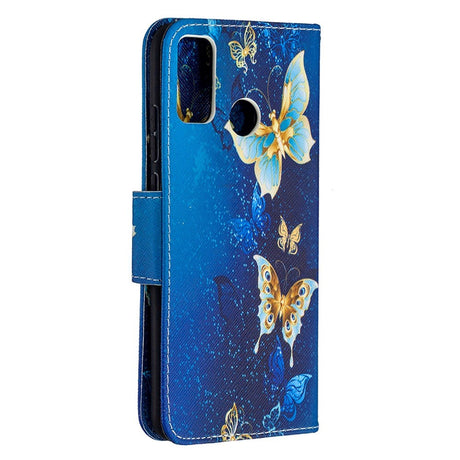 Huawei Honor 9x Lite Wallet Case Blue Fjärilar