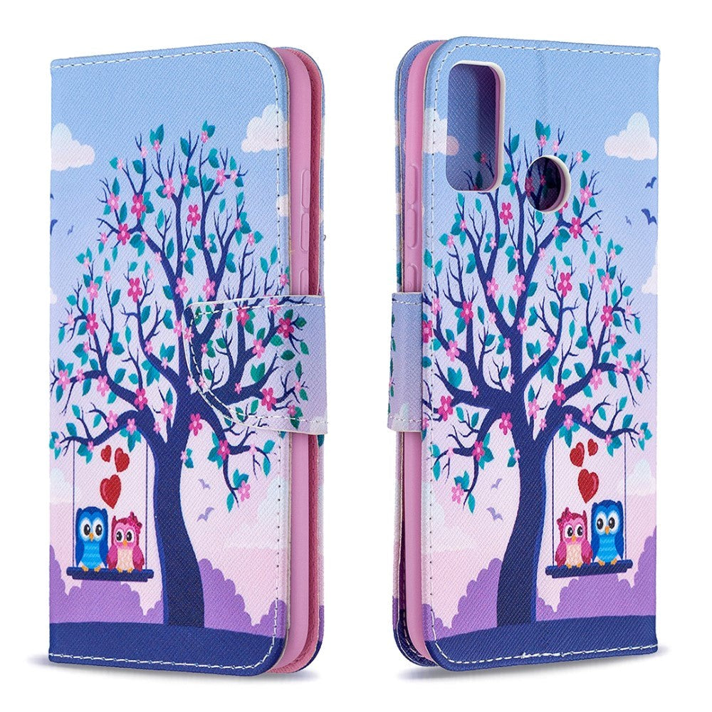 Huawei Honor 9x Lite Leather Wallet Case - Spring Owls