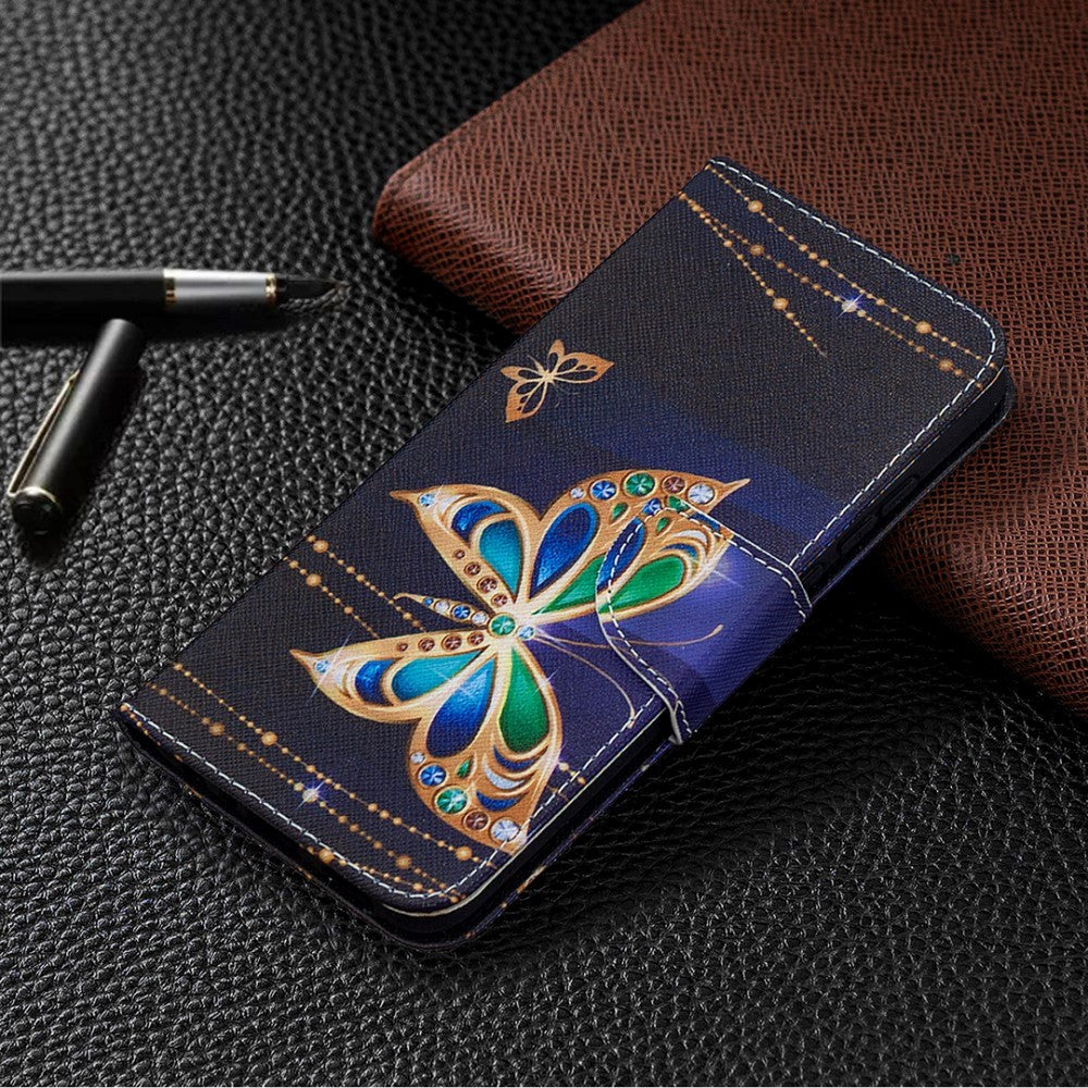 Huawei Honor 9x Lite Wallet Case Gold Fjärilar