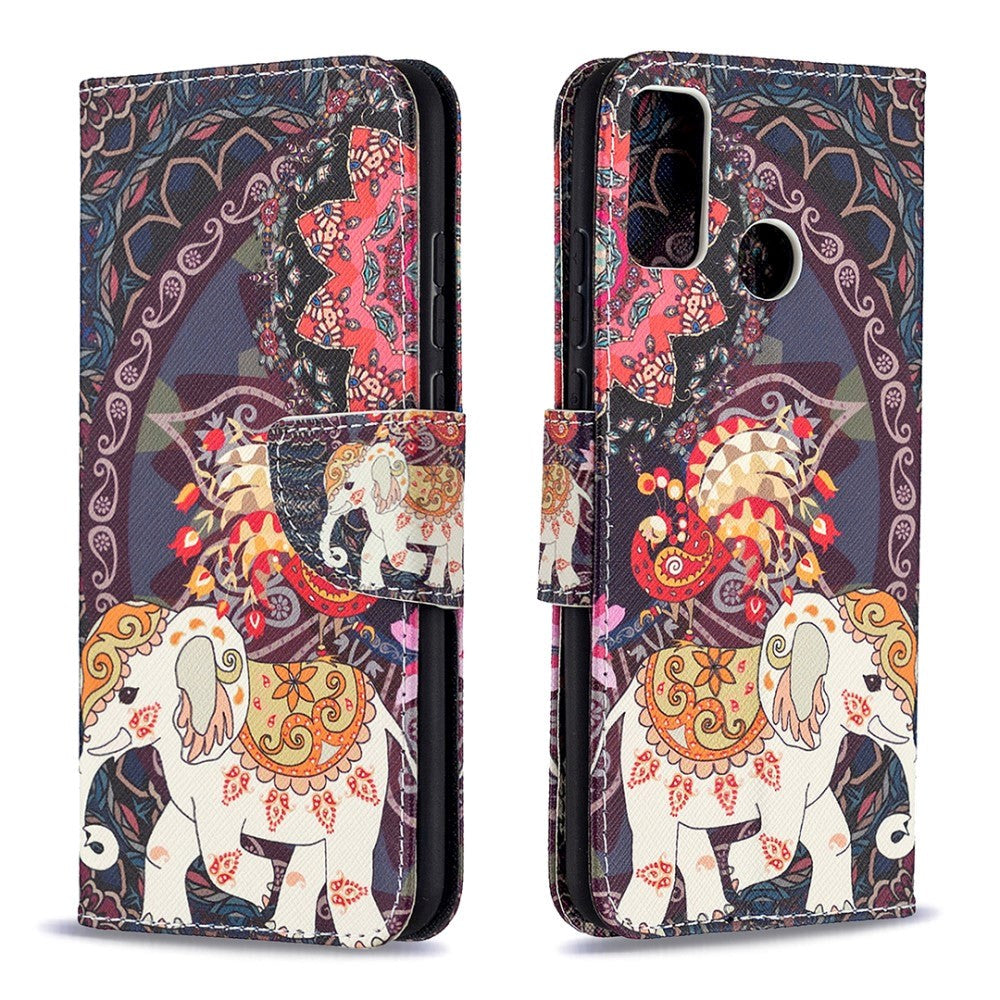 Huawei Honor 9x Lite Leather Wallet Case - Tribal Elephant