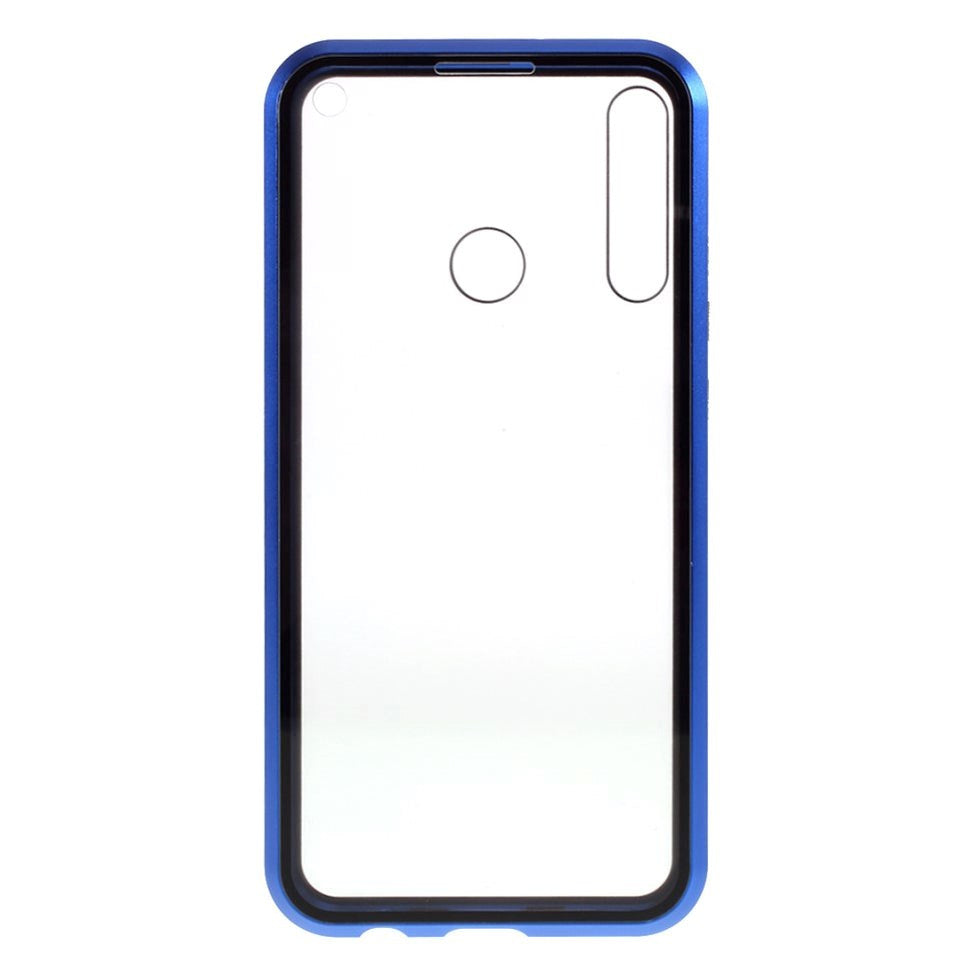 Huawei P40 Lite E Magnetic Case m. Sekretess, glas bak och fram - Svart / blå