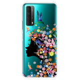 Huawei P Smart (2021) Transparent plastskal m. Blomflicka