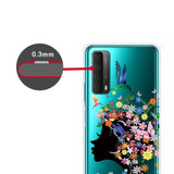 Huawei P Smart (2021) Transparent plastskal m. Blomflicka