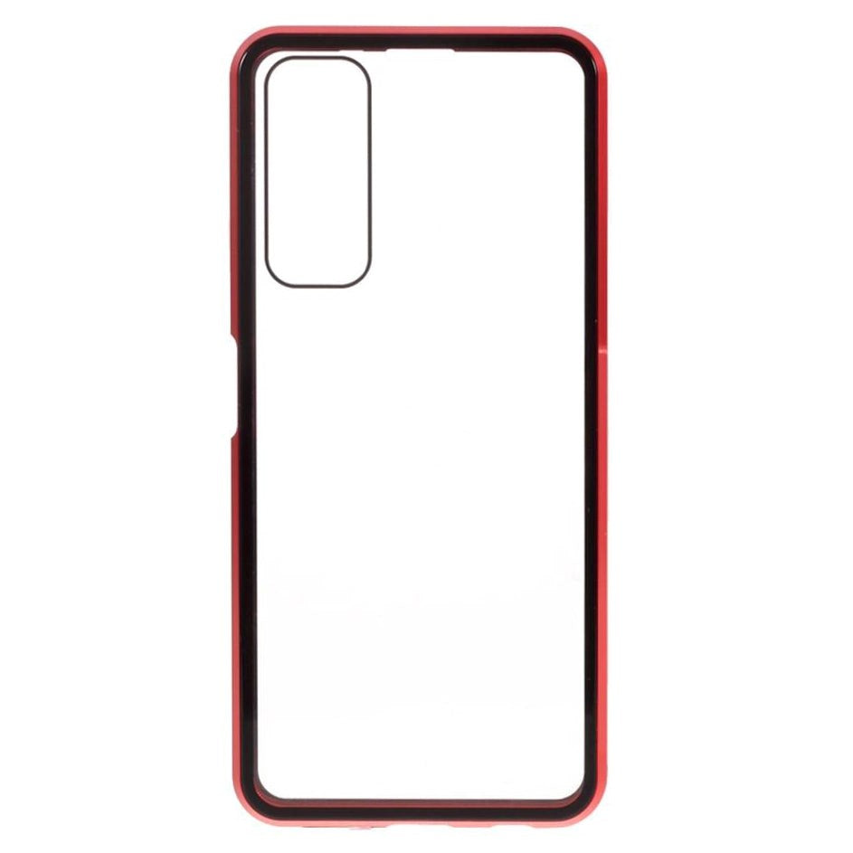 Huawei P Smart 2021 Magnetic Case m. Glas fram och bak - röd