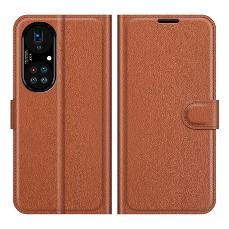 Huawei P50 Pro Litchi PU Läder Fodral - Brun