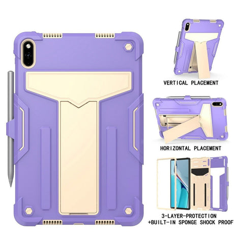 Huawei MatePad 11 Tough Case m. Stativfunktion & Pen Holder - Purple & Beige