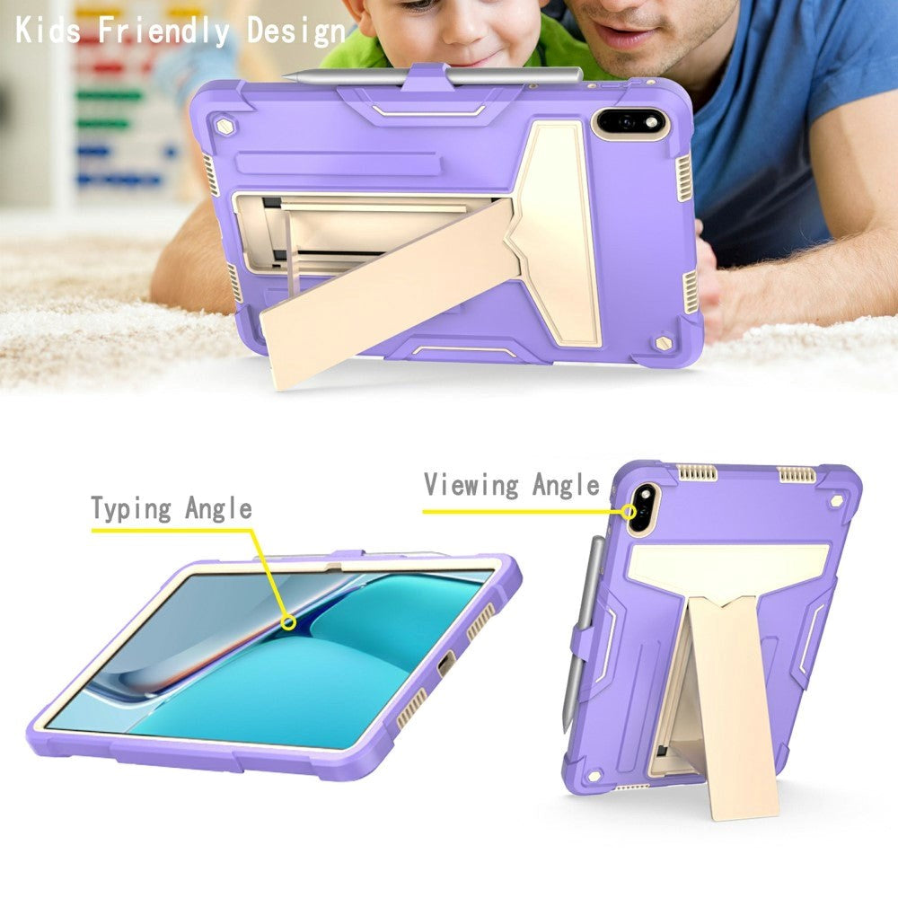 Huawei MatePad 11 Tough Case m. Stativfunktion & Pen Holder - Purple & Beige