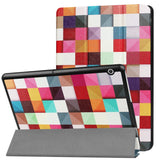 Huawei Mediapad T3 10 9.6" Skal - Tri-Fold Leather Case" Färgglada rutor "Multicolor