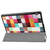 Huawei Mediapad T3 10 9.6" Skal - Tri-Fold Leather Case" Färgglada rutor "Multicolor