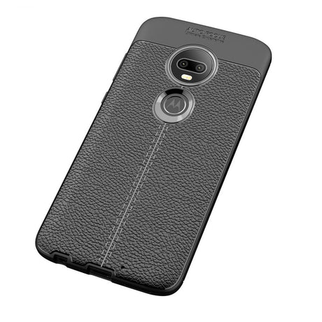 Motorola Moto G7 / G7 Plus Litchi Skal Plast - Svart