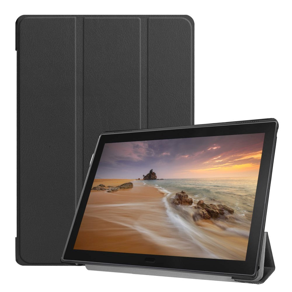 Lenovo Tab E10 Läderfodral m. Tri-Fold stativ - Svart