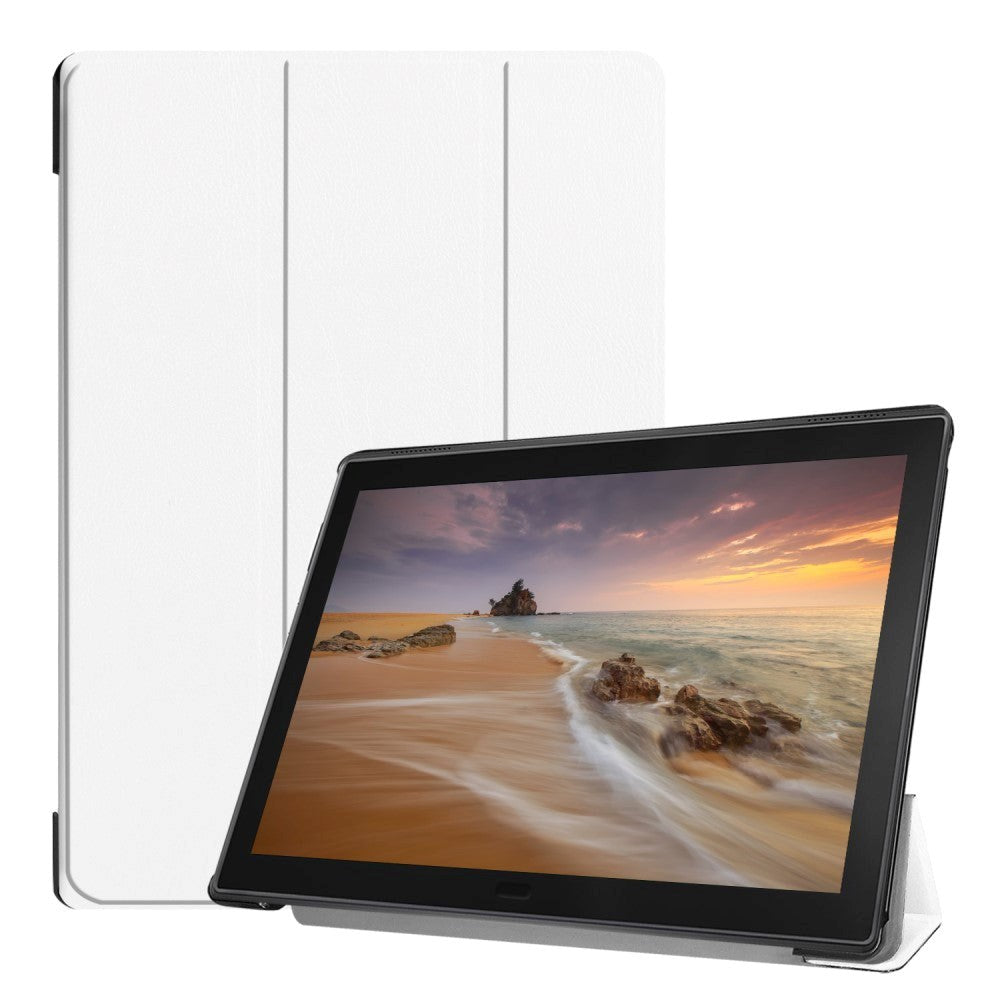 Lenovo Tab E10 Läderfodral m. Tri-Fold Stand - White