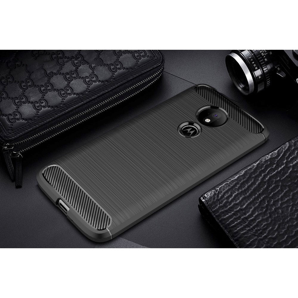 Motorola Moto G7 Power Brushed Carbon Fiber Texture Case Black