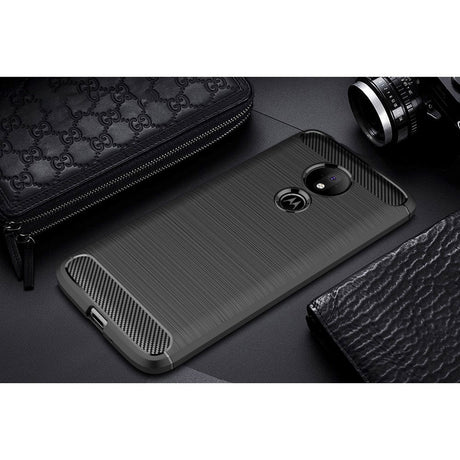 Motorola Moto G7 Power Brushed Carbon Fiber Texture Case Black