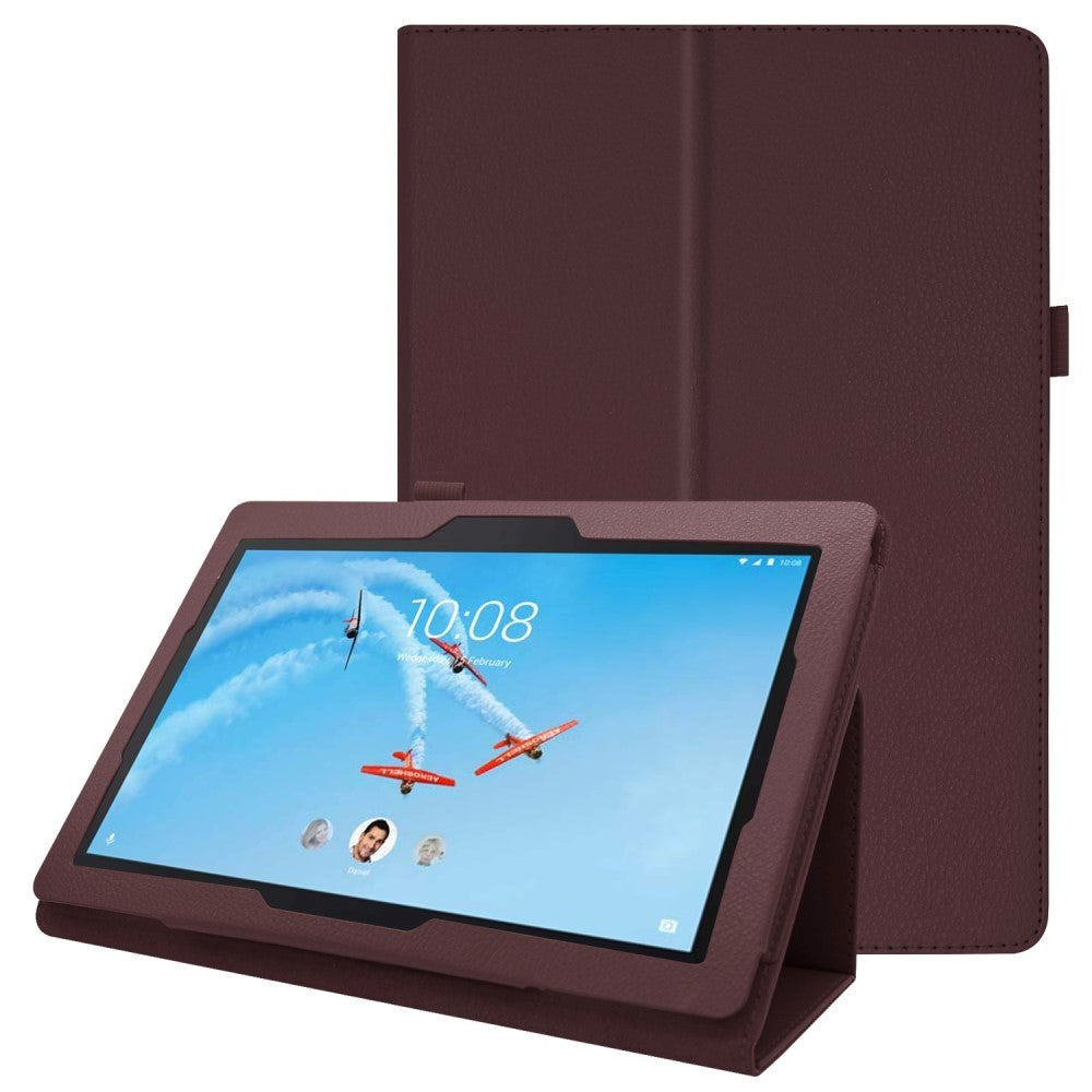 Lenovo Tab E10 Fodral med Stativfunktion - PU-läder - Brun