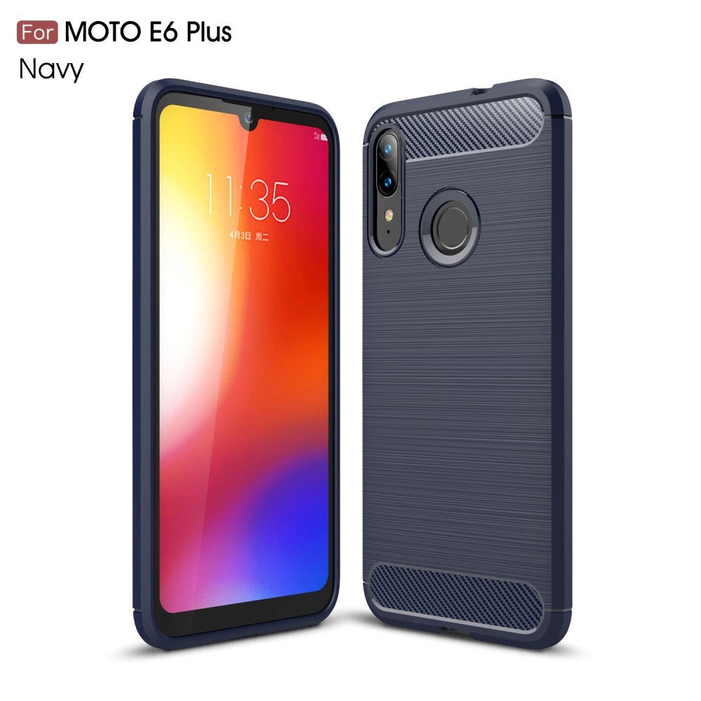 Motorola Moto E6 Plus kolstruktur Flexibel plastskal - Navy