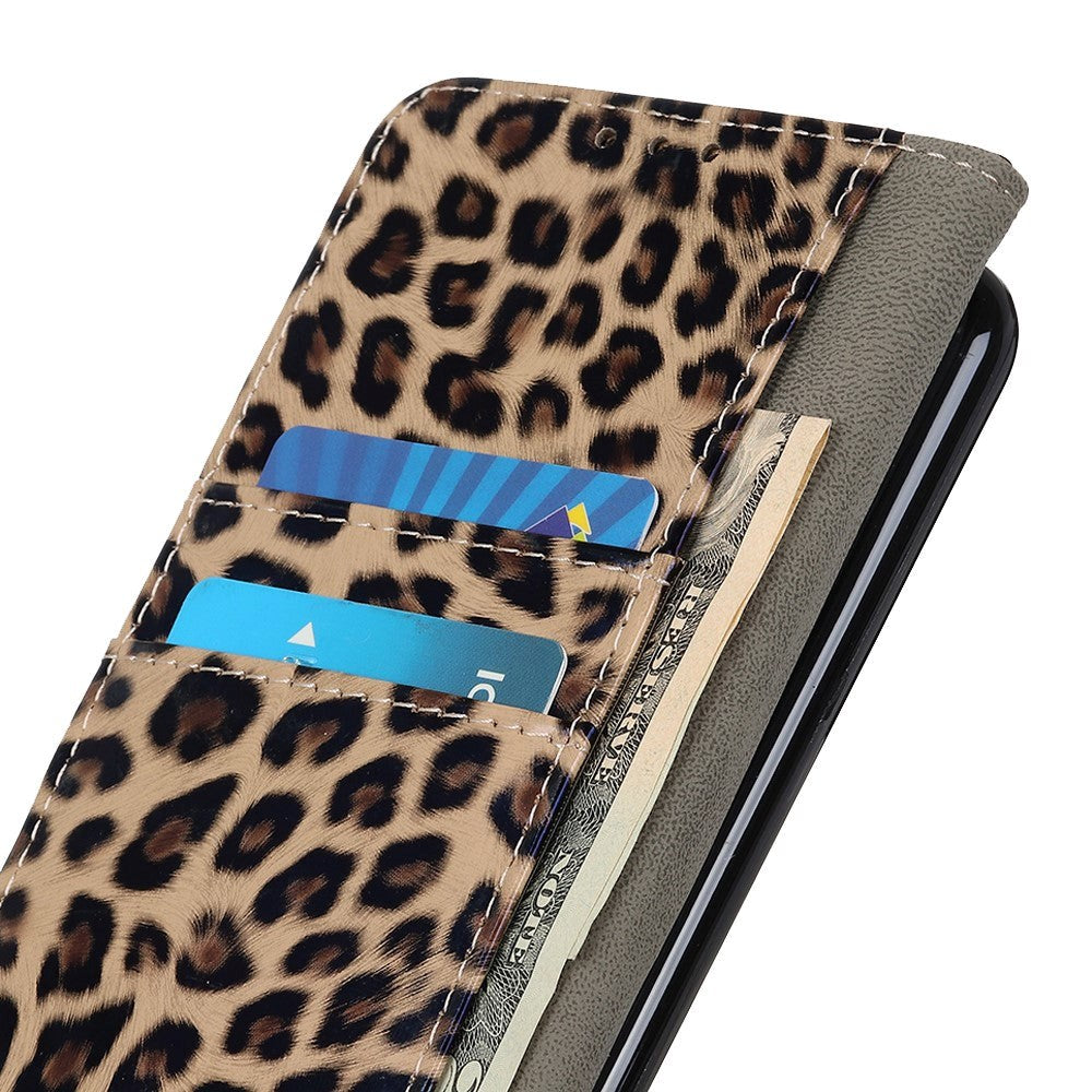 Motorola Moto E6 Plus Leopard Wallet Case Brown Brown