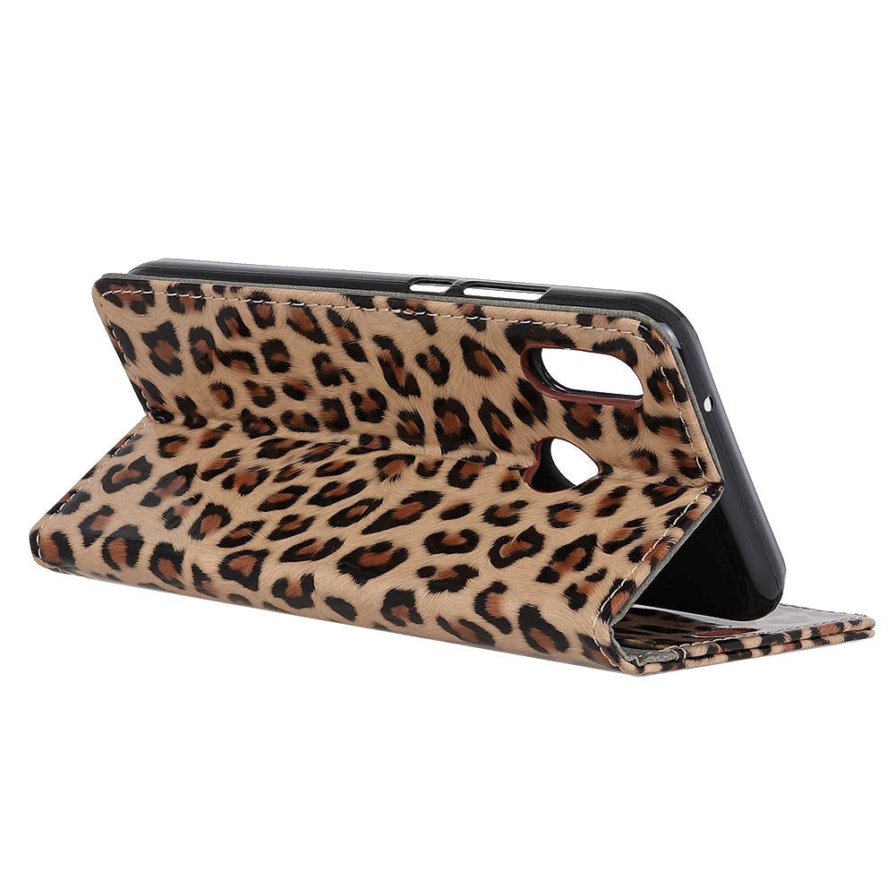 Motorola Moto E6 Plus Leopard Wallet Case Brown Brown