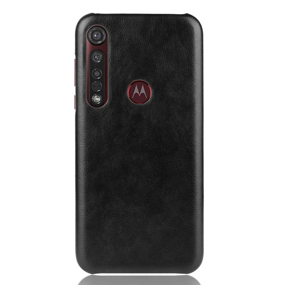 Motorola Moto G8 Plus Litchi Grain Leather Case - Svart