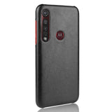 Motorola Moto G8 Plus Litchi Grain Leather Case - Svart