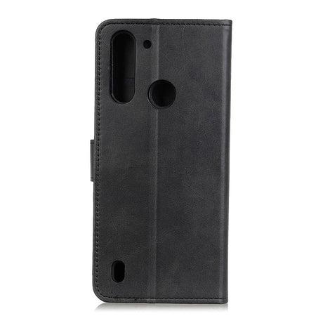 Motorola Moto G8 Power Lite Litchi Leather Wallet Case - Svart