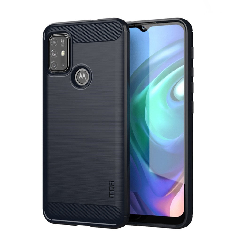 Motorola Moto G10 / G20 / G30 Mofi Brushed Kolfiber Flexibel Plast Skal - Blå