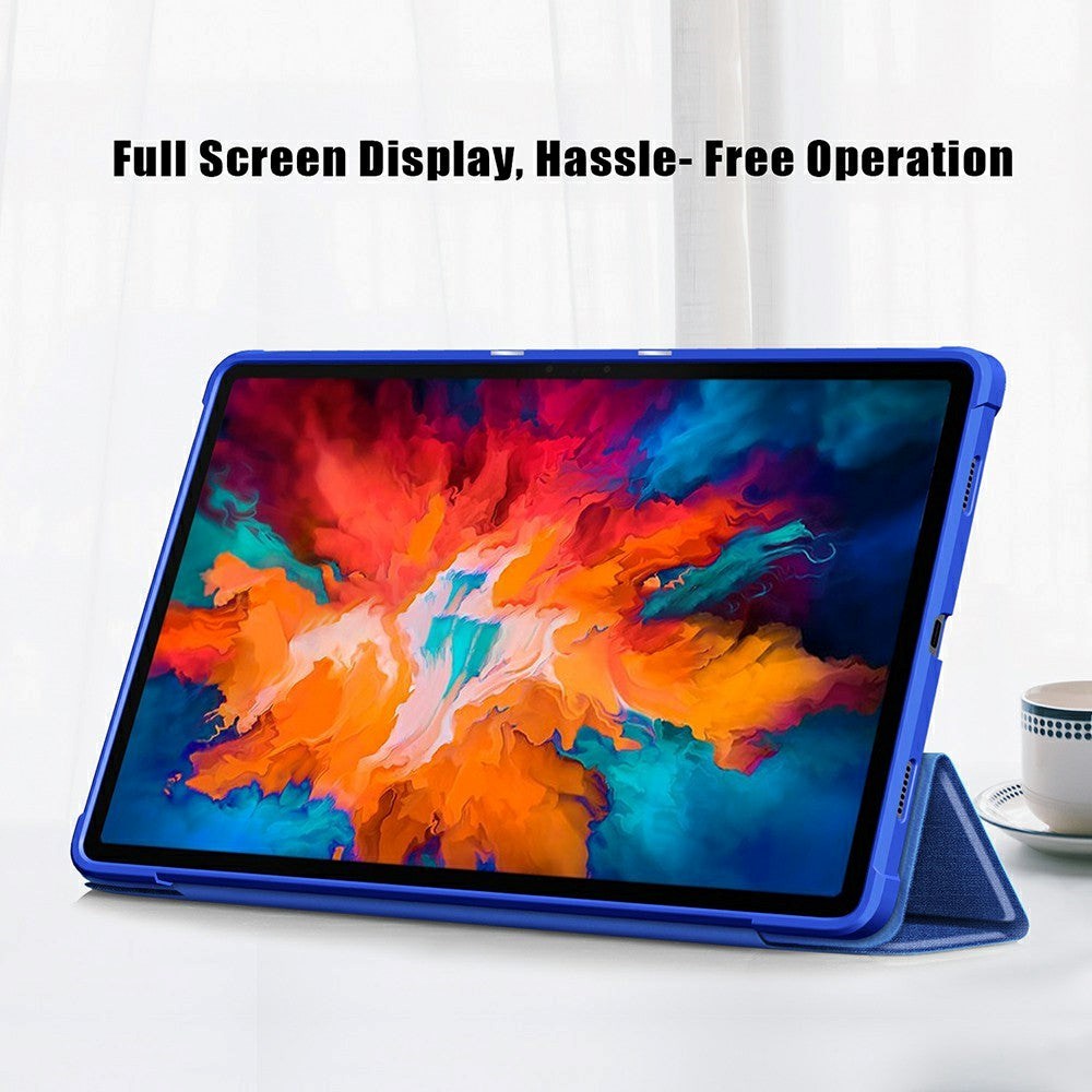 Lenovo Tab P11 Pro Fabric Tri-Fold Leather Case - Blue