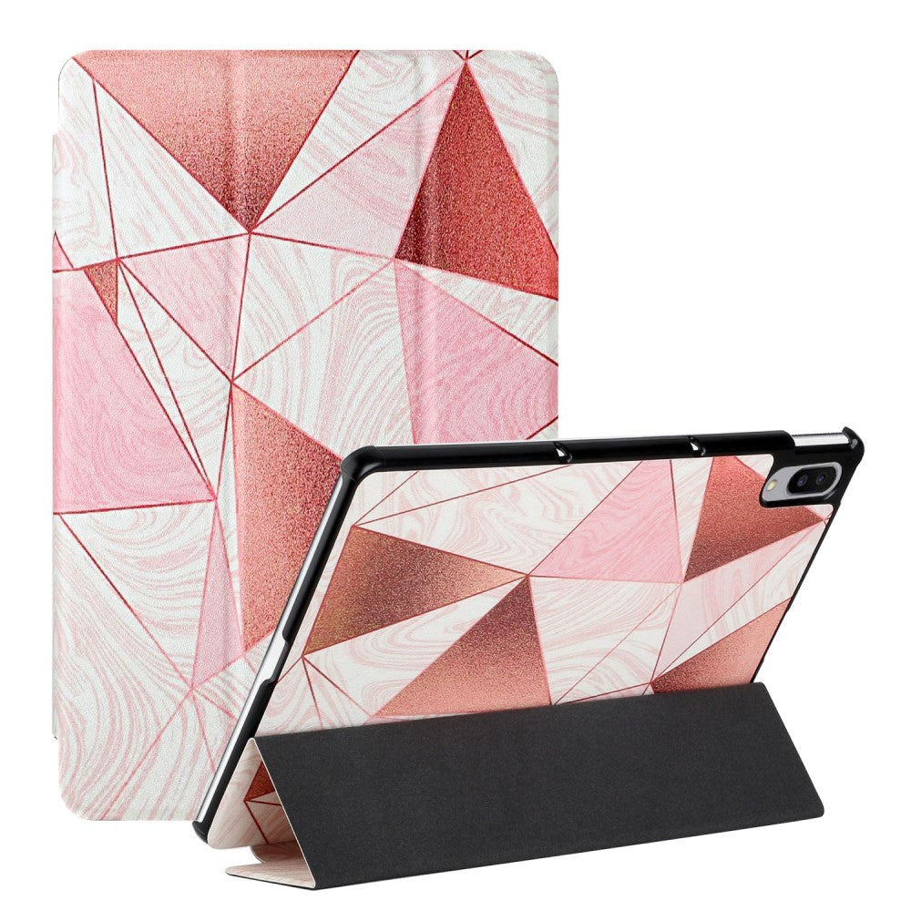 Lenovo Pad Pro / Tab P11 Pro Tri-Fold Leather Case - Pink Marble