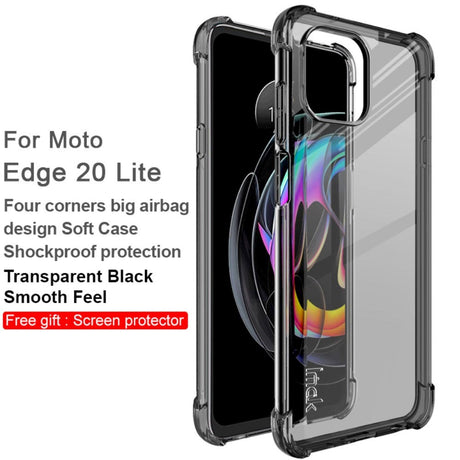 Motorola Edge 20 Lite IMAK Stöttåligt skal m. Skyddsfilm - Transparent / Svart