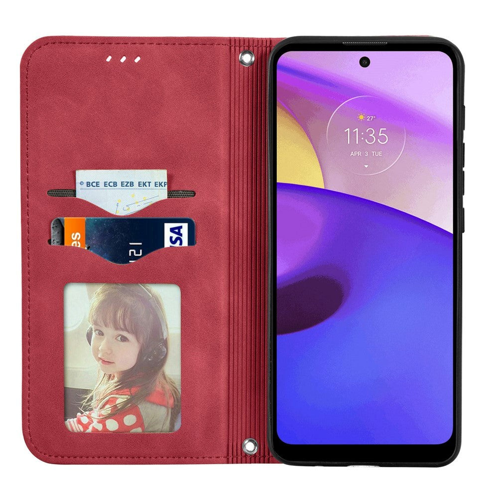 Motorola Moto E40 / E30 / E20 Mjuk läderplånbok - Röd