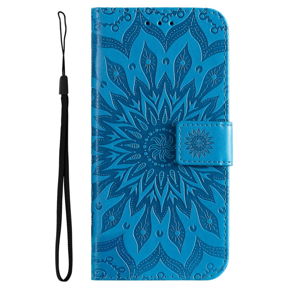 Motorola Edge 30 Pro Läderfodral med Plånbok och Rem - Mandala Print - Blå