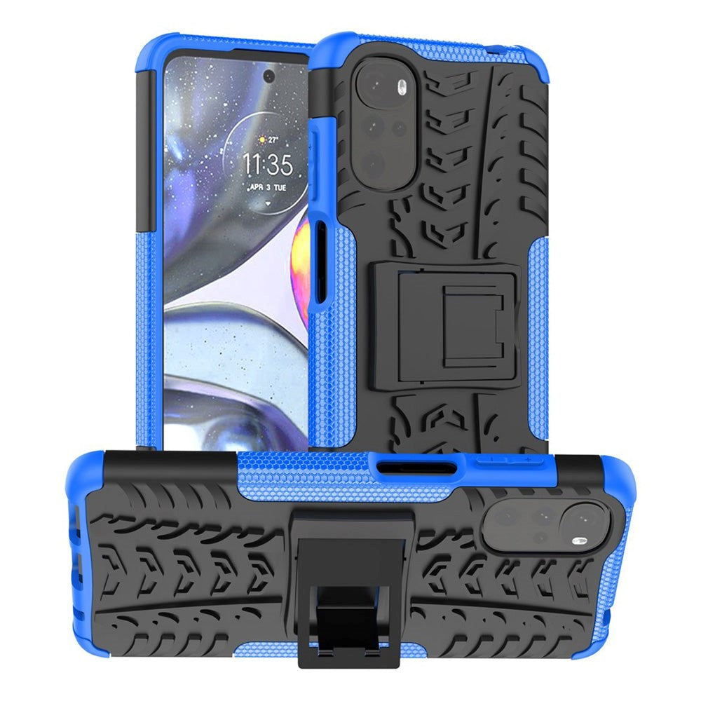 Motorola Moto G22 Cool Tire Tough Case m. Stand - Svart / blått