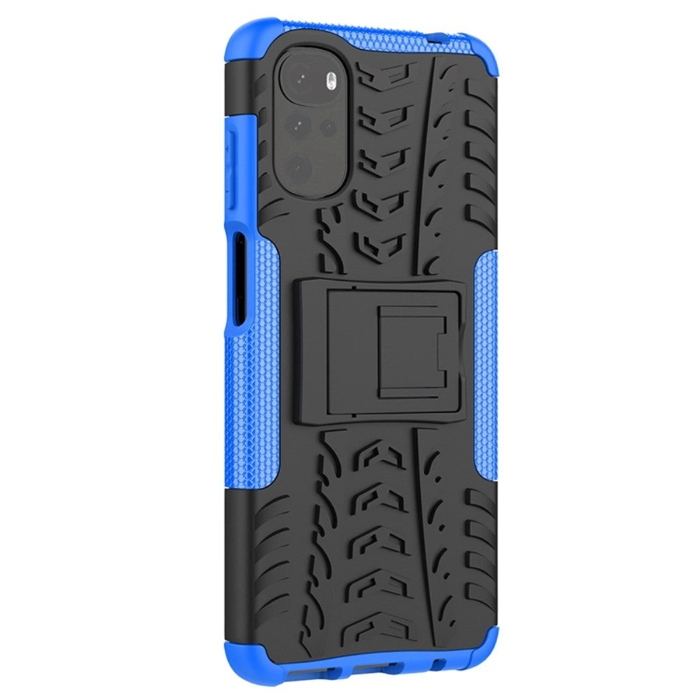 Motorola Moto G22 Cool Tire Tough Case m. Stand - Svart / blått