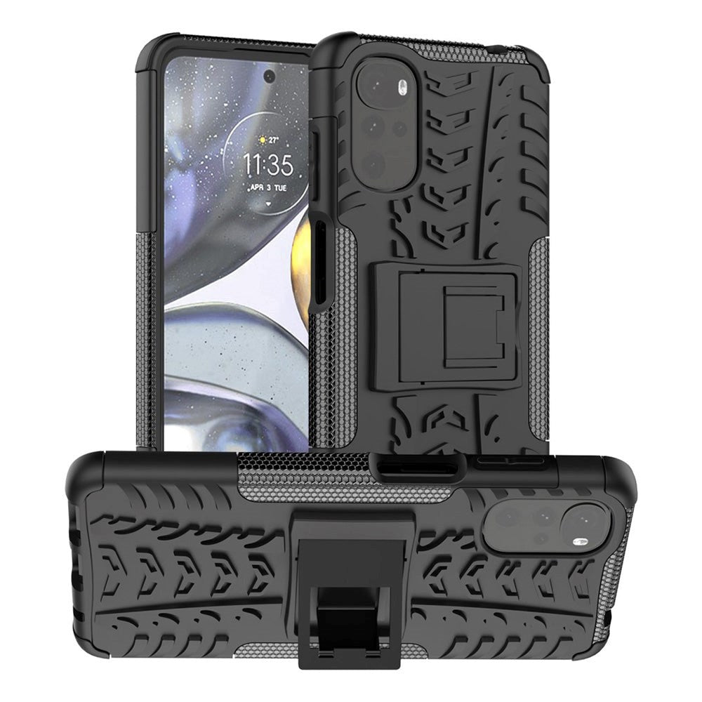 Motorola Moto G22 Cool Tire Tough Case m. Stand - Svart