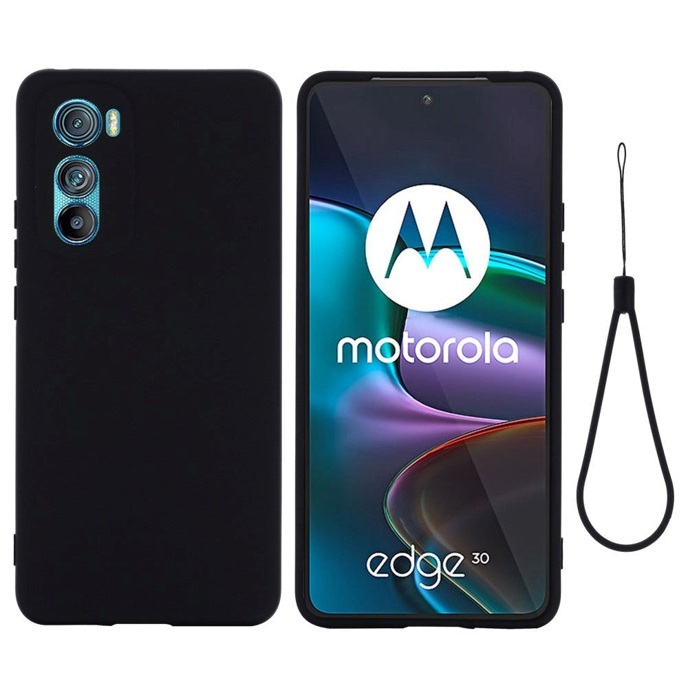 Motorola Edge 30 Silikonskal med Rem - Svart