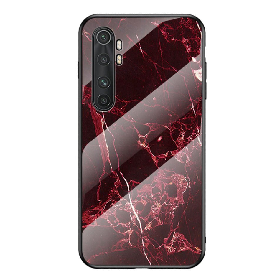 Xiaomi mi note 10 Lite Case m. Glasrygg - röd marmor