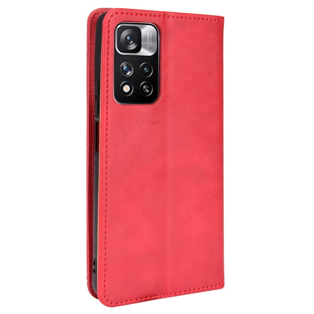 Xiaomi Redmi Note 11 Pro / 11 Pro + (plus) Vintage Look Leather Wallet Case - Red