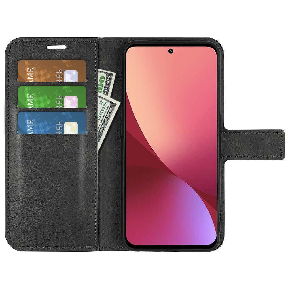 EIDERWOOD Xiaomi 12 / 12X Konstläder Fodral med Plånboks & Stativfunktion - Svart