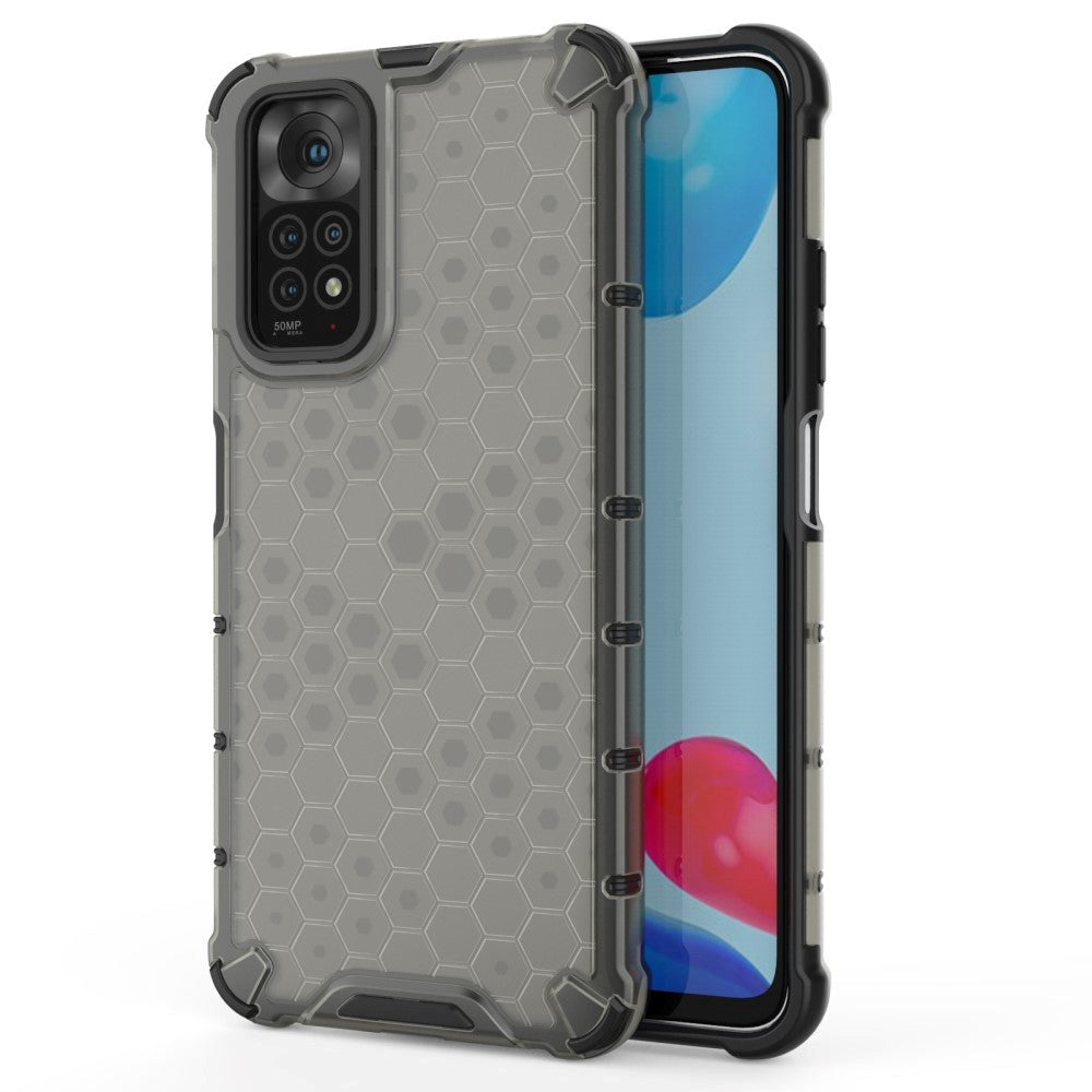 Xiaomi Redmi Note 11 / 11S Hybrid Case - Honeycomb - Gennemsigtigt / Sort