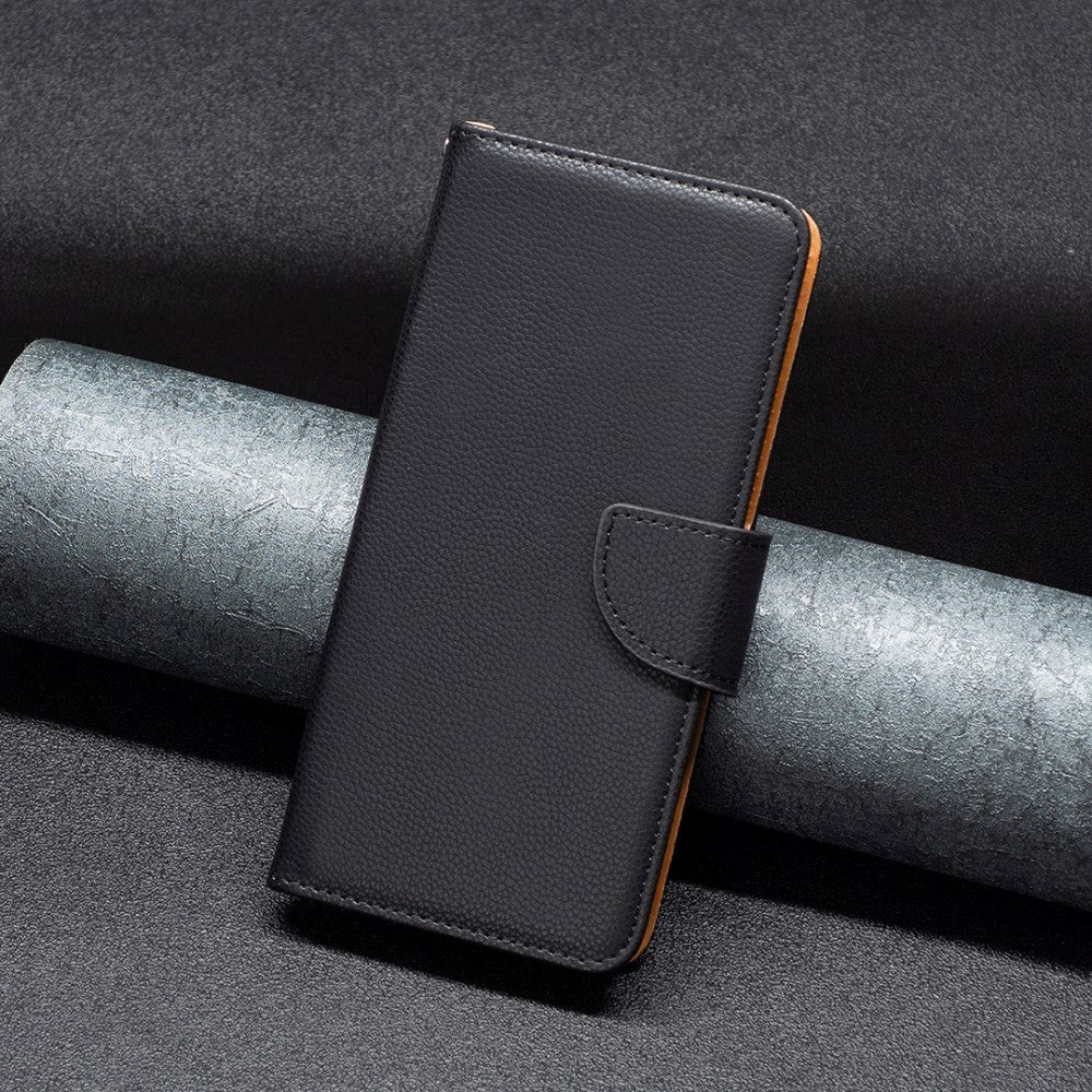 Xiaomi Redmi 10C Litchi Plånboksfodral med Stativfunktion - Svart