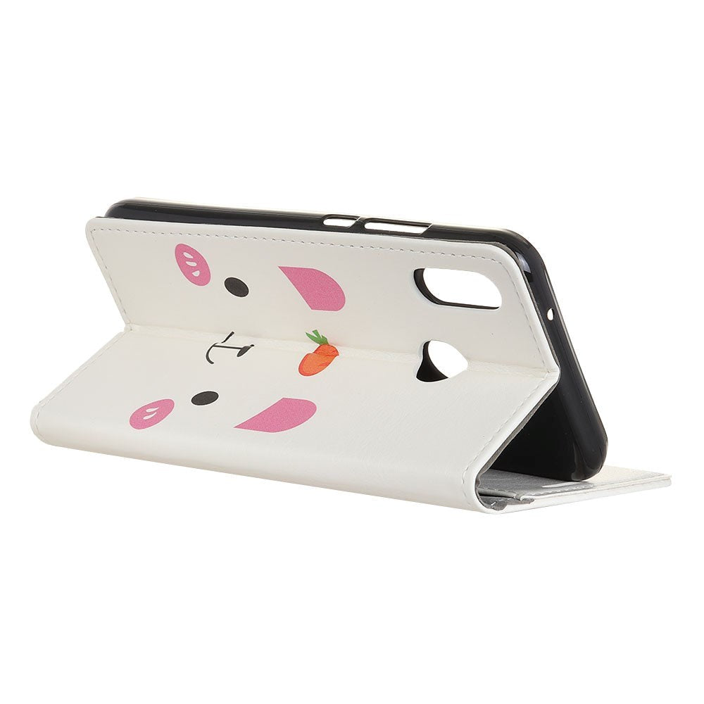 Alcatel 1s (2020) Läderplånbok Case Cute Rabbit