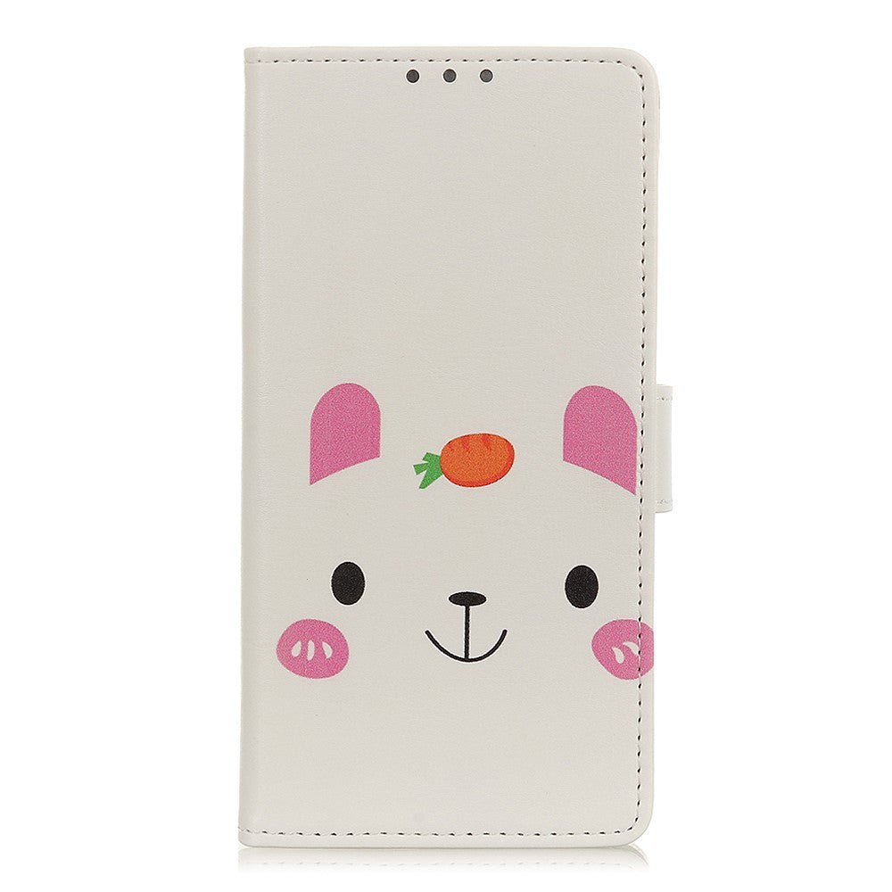 Alcatel 1s (2020) Läderplånbok Case Cute Rabbit