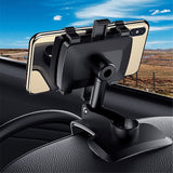 Universal Car Holder m. Klipp - 180 ° rotation - Max Mobil: 95mm - Svart