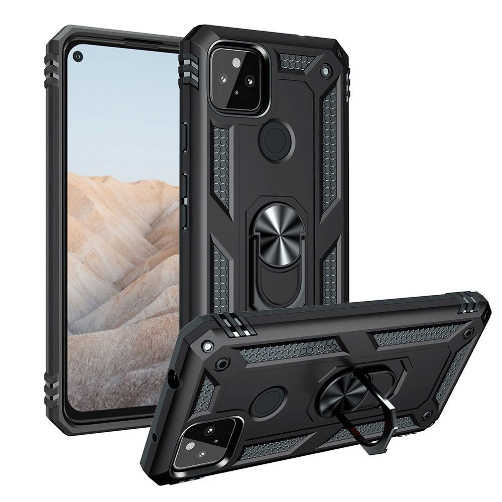 Google Pixel 5A Tough Case m. Magnetisk Stativfunktion - Svart