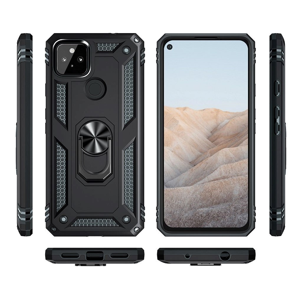 Google Pixel 5A Tough Case m. Magnetisk Stativfunktion - Svart