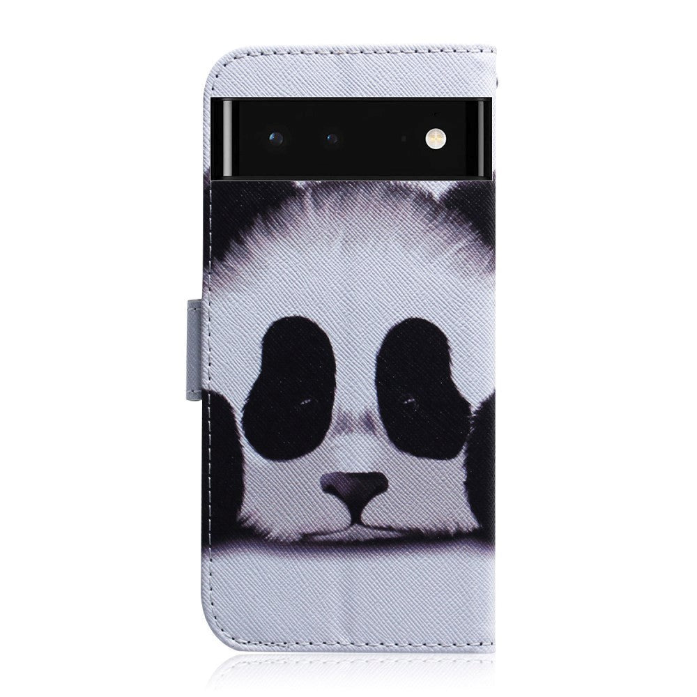 Google Pixel 6 PU-Läder Plånboksfodral m. Tryck - Panda