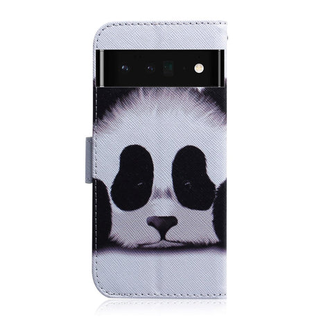 Google Pixel 6 Pro PU-Läder Plånboksfodral m. Tryck - Panda