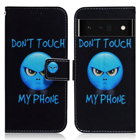 Google Pixel 6 Pro PU-Läder Plånboksfodral m. Tryck - "Don't Touch My Phone"