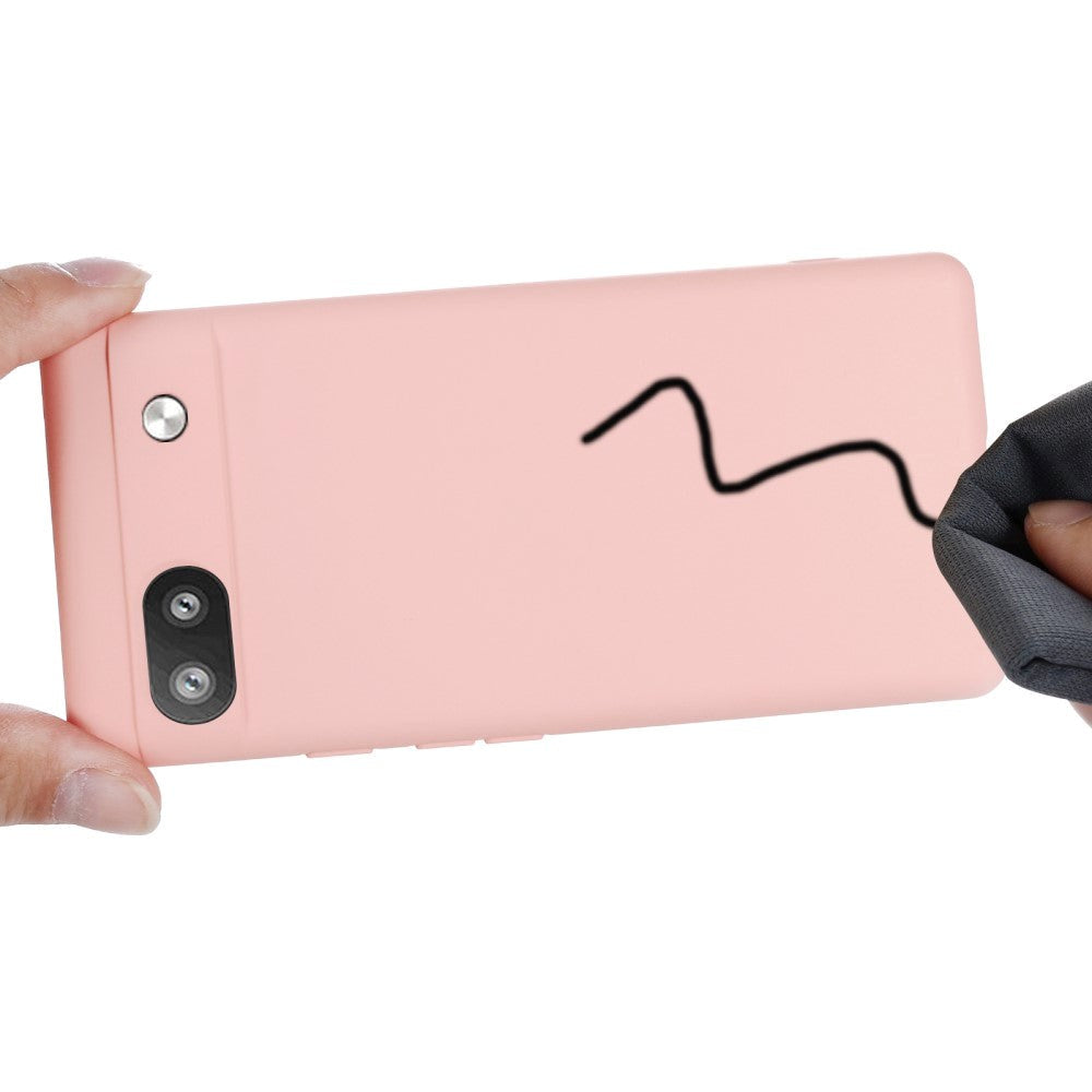 Google Pixel 6a Flytande Silikon Skal med Rem - Rosa